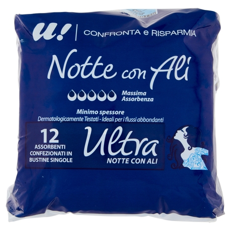 12 Assorbenti Notte Ultra con Ali U! Confronta e Risparmia
